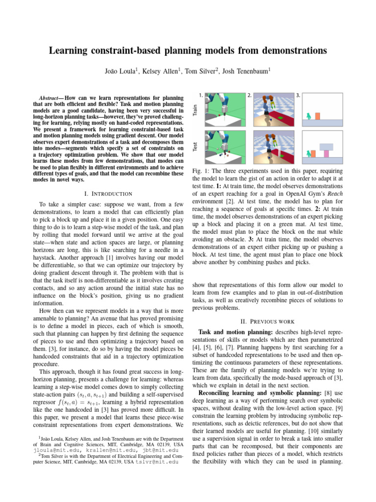 Learning Constraint Based Planning Models From Demonstrations | PDF ...