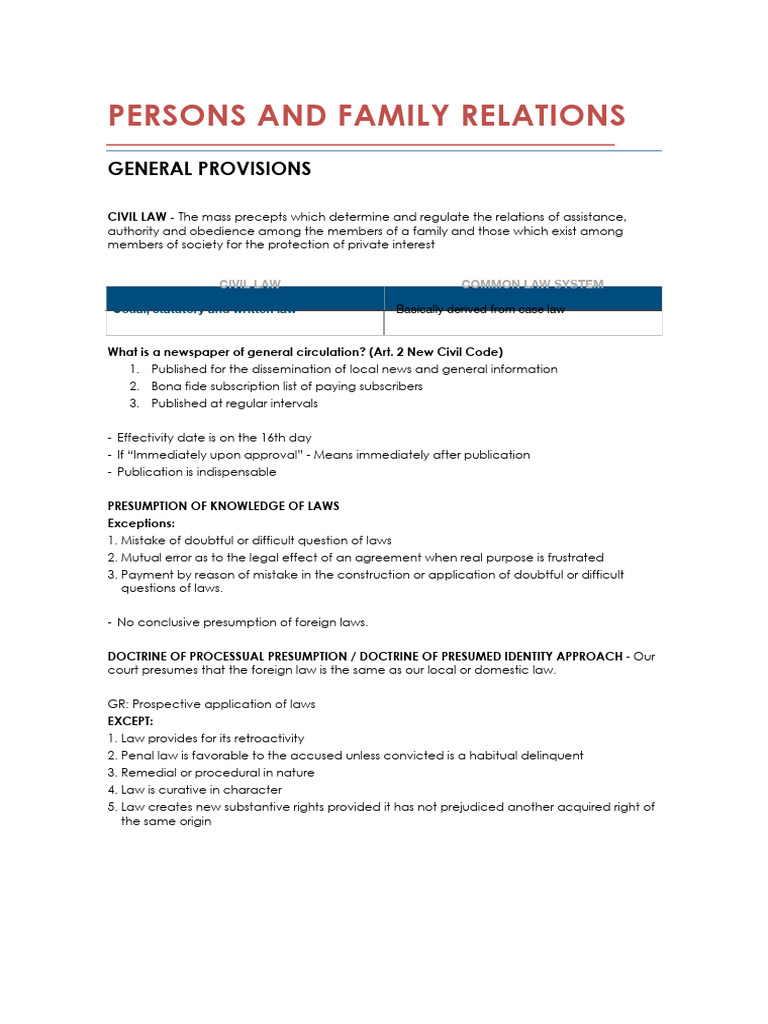 Civil Law: Persons & Family Relations | PDF | Annulment | Marriage
