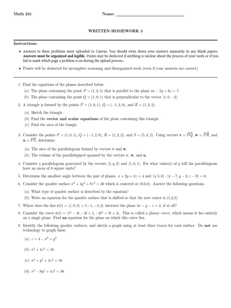 231 Homework 3 | PDF | Euclidean Vector | Force