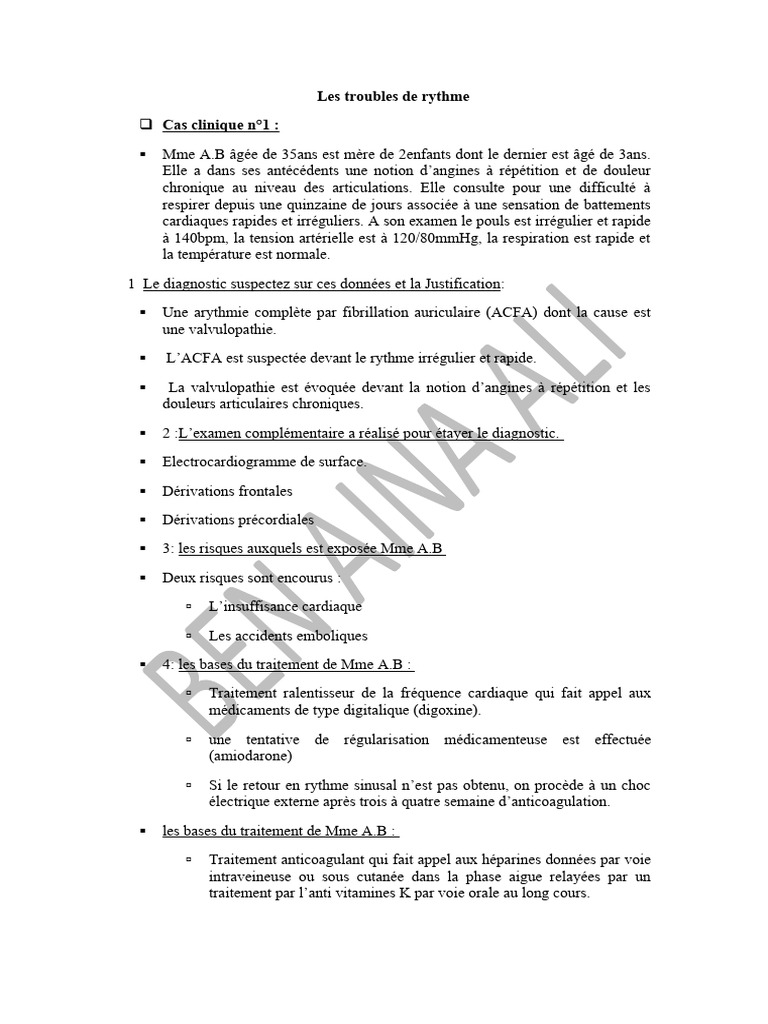 Troubles du rythme cardiaque et ACFA | PDF | Médecine | Médecine clinique