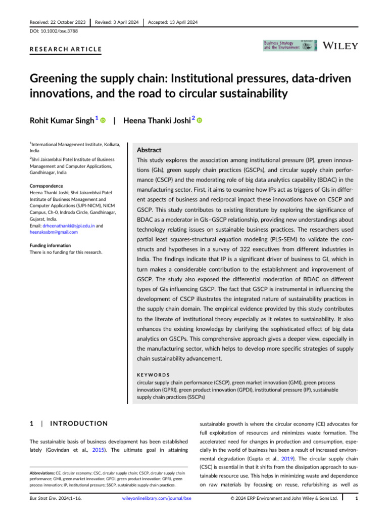 Greening Supply Chains with Big Data Insights | PDF | Sustainability ...