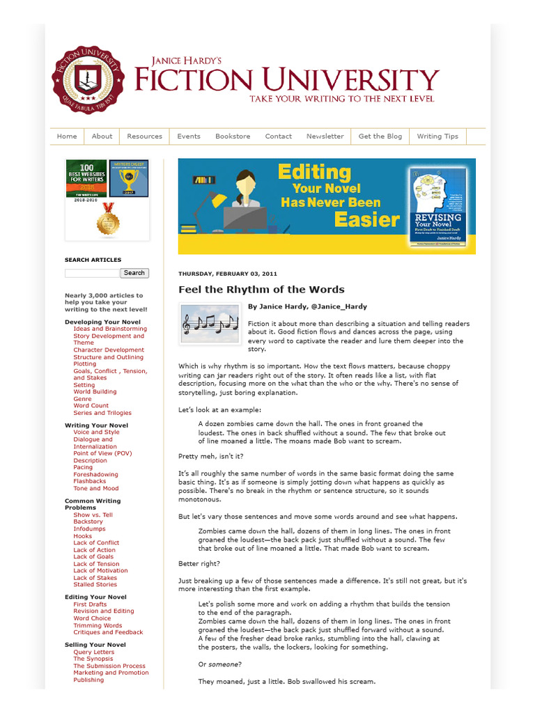 Mastering Rhythm in Fiction Writing | PDF | Narration
