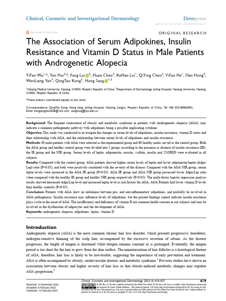 The Association of Serum Adipokines, Insulin Resistance and Vitamin D ...