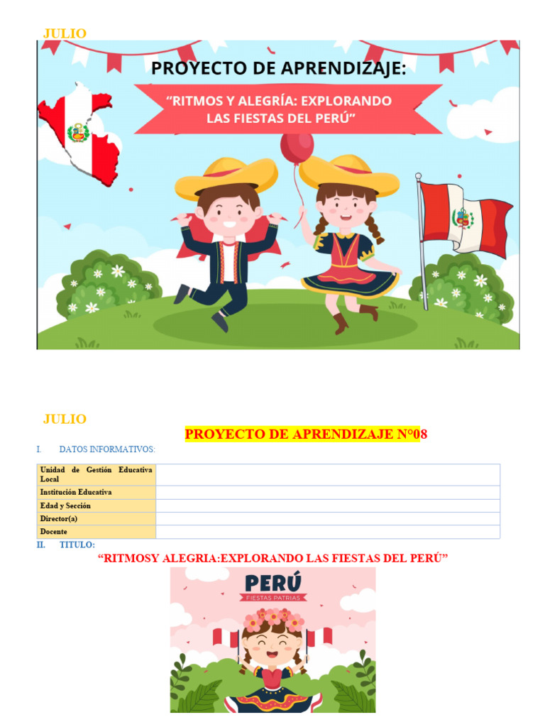 Proyecto de Aprendizaje Julio Proy 8 2024 | PDF | Evaluación ...
