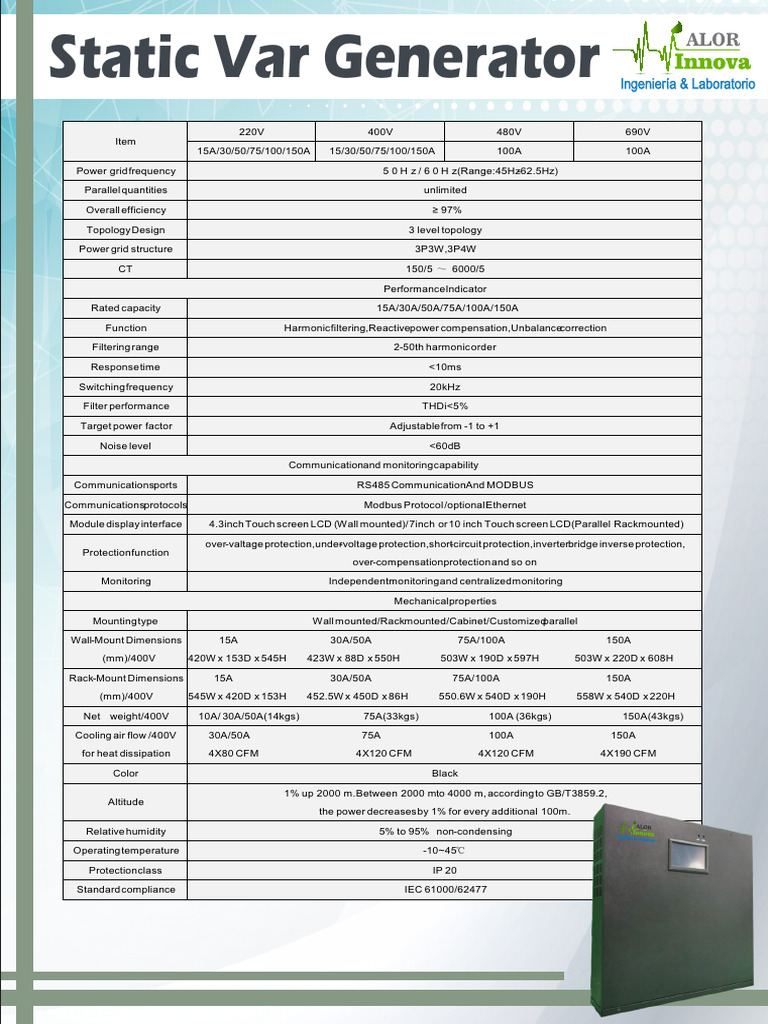 Alor Innova Static Var Generator Specs | PDF | Electrical Engineering ...