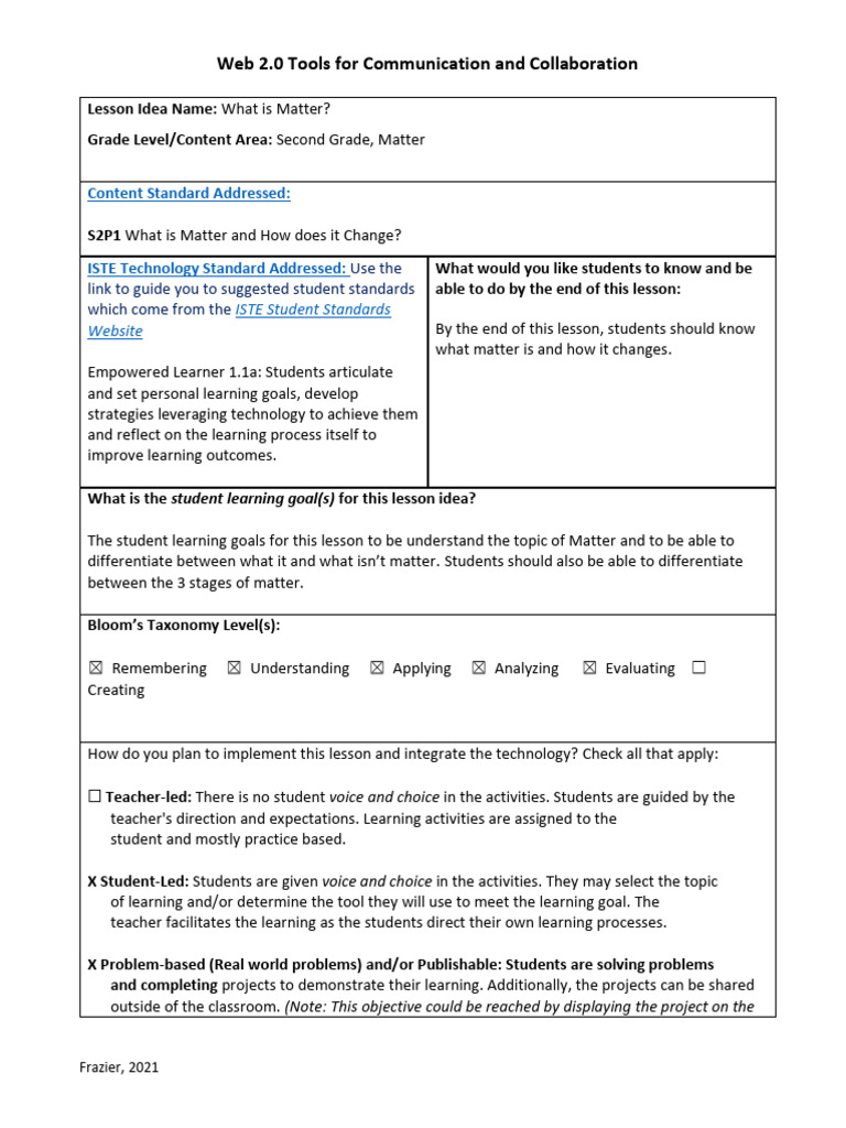 Web 2.0 Communcation and CollaborationTools) LESSON IDEA TEMPLATE | PDF ...