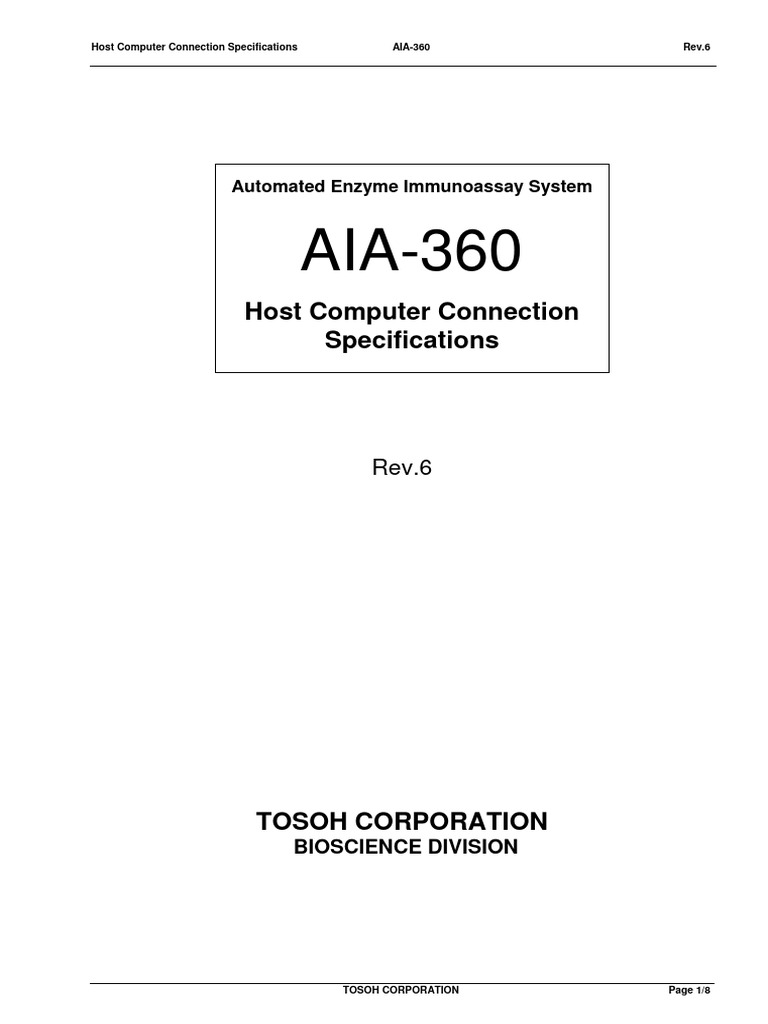 AIA-360 Host Connection Specs | PDF | Information | Computing
