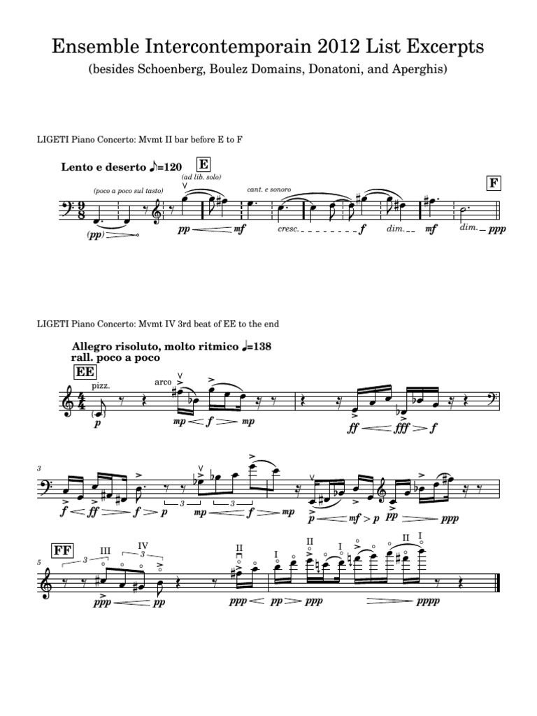 Ensemble Intercontemporain 2012 List Excerpts | PDF | Classical Music ...