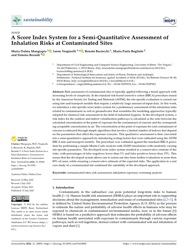 A Score Index System For A Semi-Quantitative Assessment of Inhalation ...