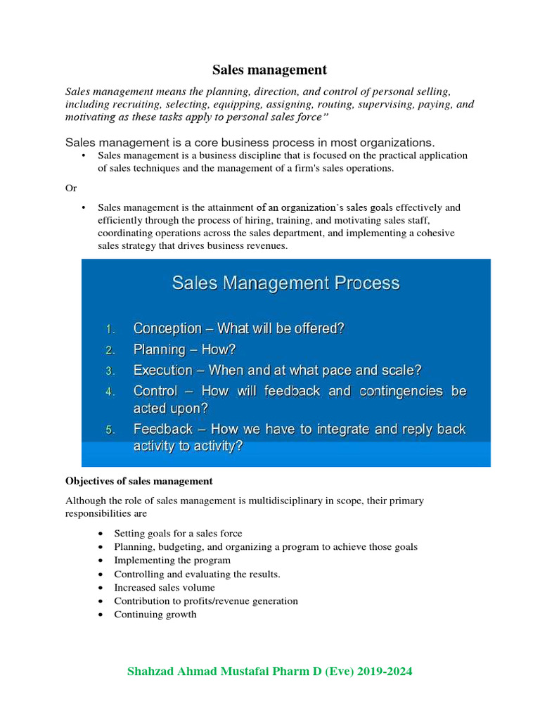 Sales Management | PDF | Sales | Marketing