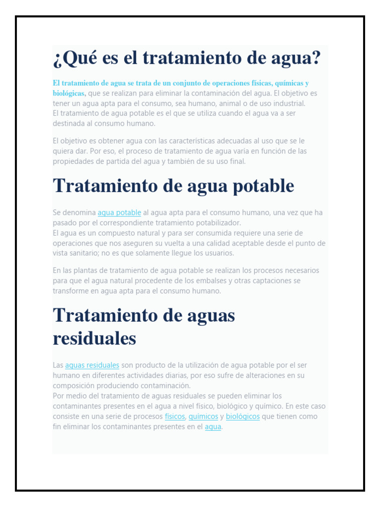 Qué Es El Tratamiento de Agua | PDF | Agua | Agua potable