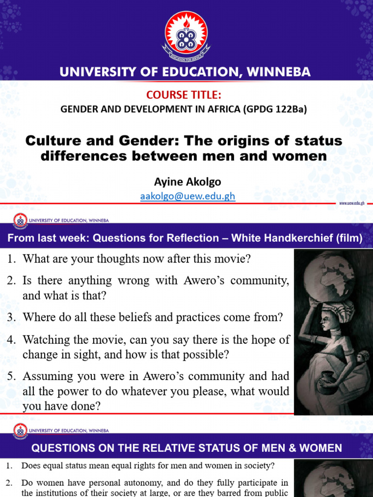 Gender Roles and Culture in Africa | PDF | Socialization | Woman