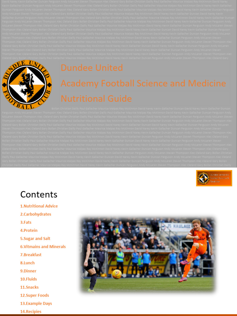 Dundee United Academy Nutrition Guide | PDF | Foods | Fat