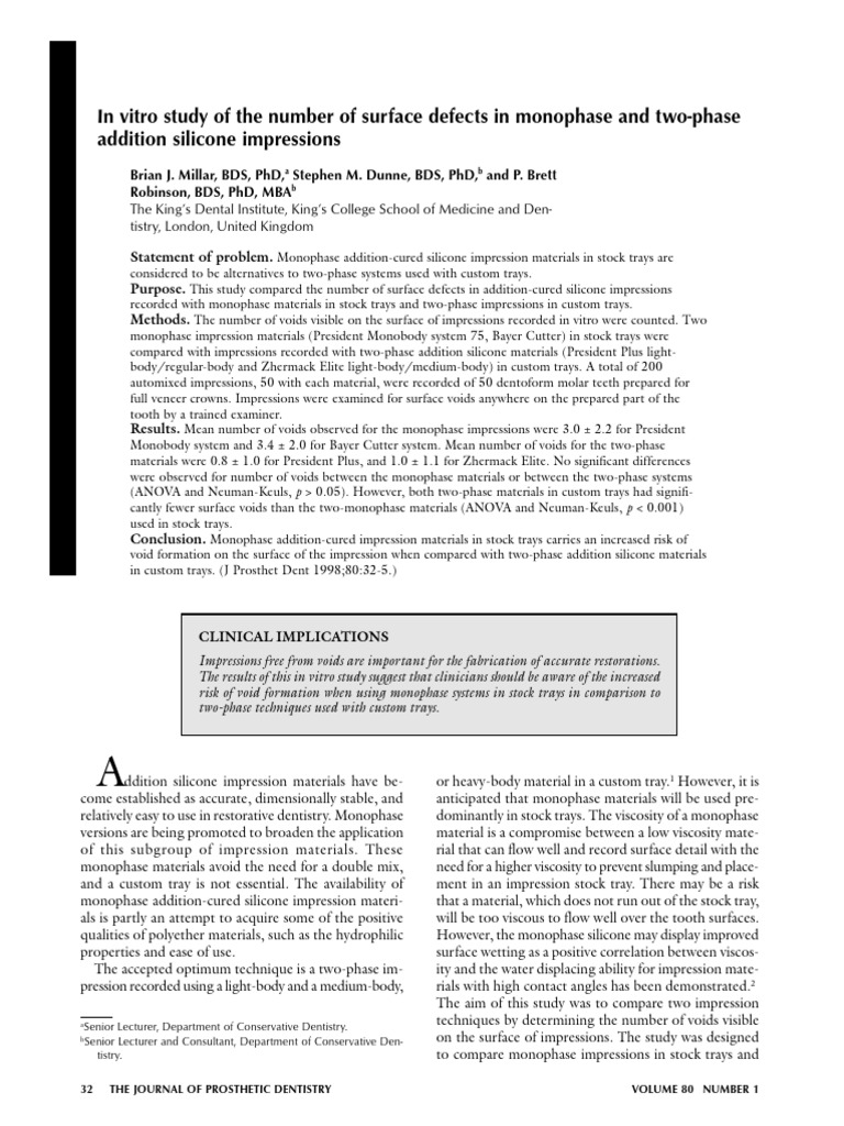 Monophase vs. Two-Phase Impressions | PDF | Dental Degree | Dentistry