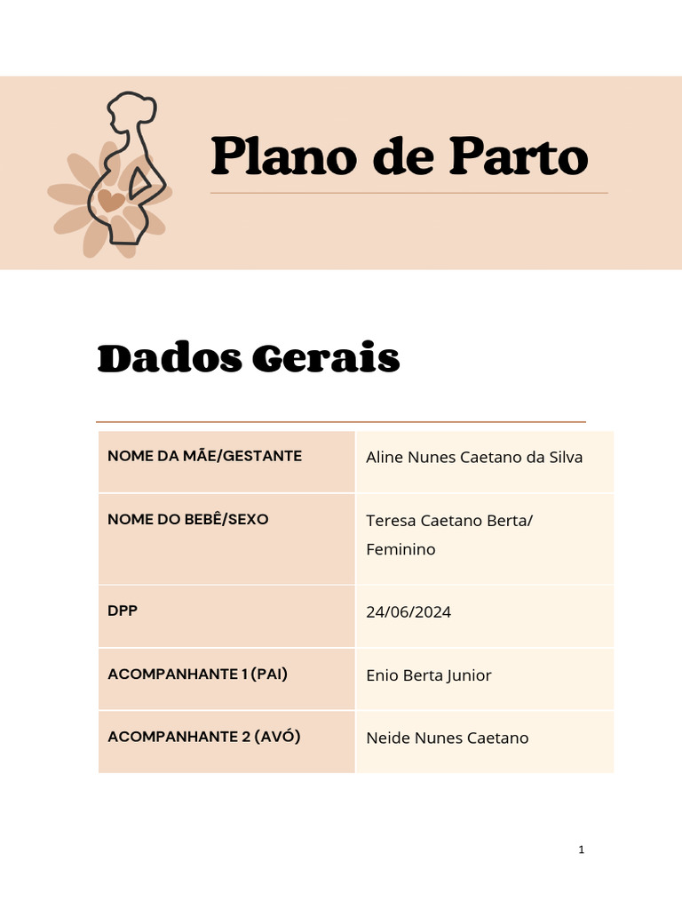 Plano de Parto Aline Caetano Teresa v2 | Download grátis PDF | Parto ...