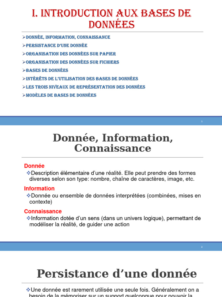 Introduction aux bases de données et modèles | PDF | Bases de données ...