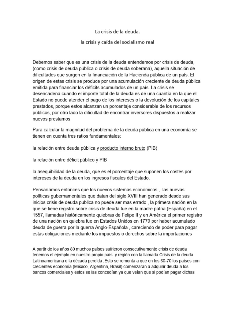 La crisis de la deuda | PDF | Deuda gubernamental | Deuda