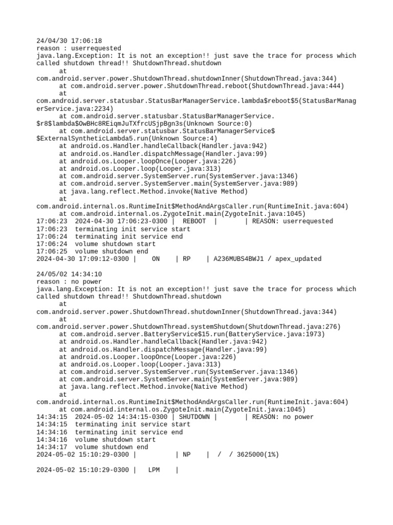 Power Off Reset Reason Backup | PDF | Java (Programming Language ...