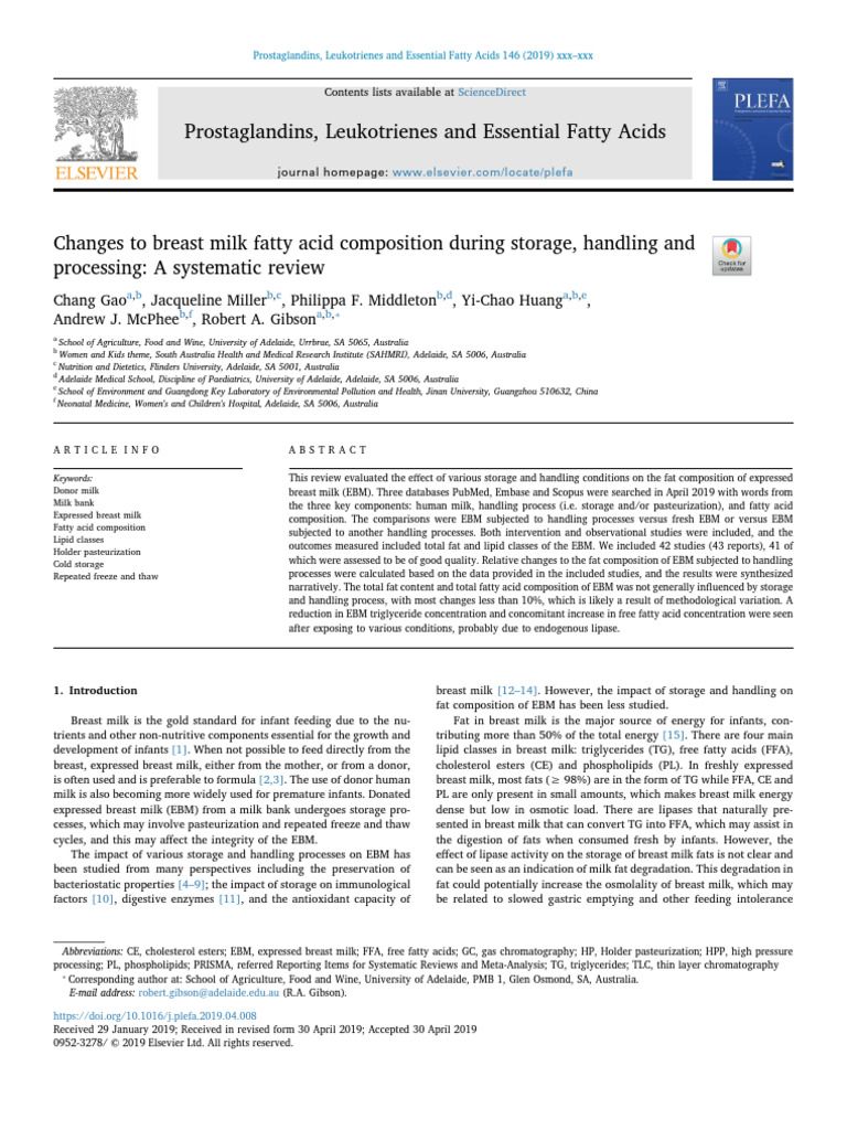 Impact of Storage on Breast Milk Fats | PDF | Fat | Breast Milk