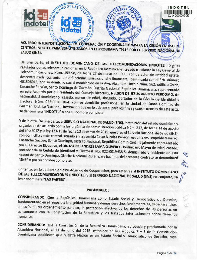 Acuerdo Interinstitucional de Cooperacion y Coordinacion para La Cesion ...