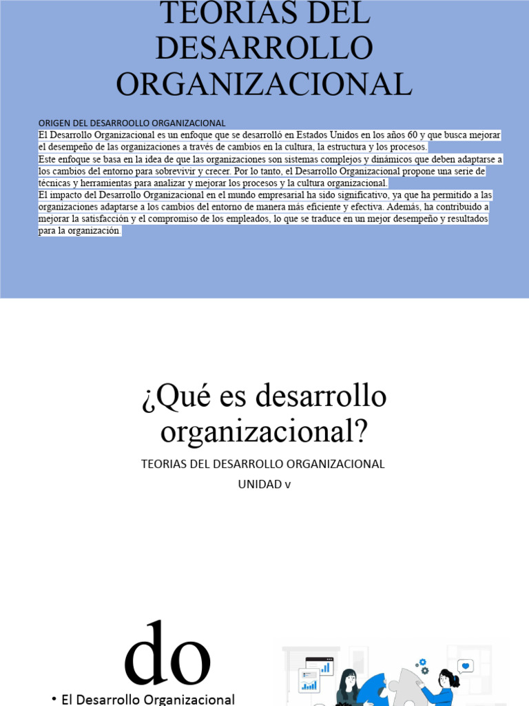 Teorias Del Desarrollo Organizacional Pdf Planificación Evaluación