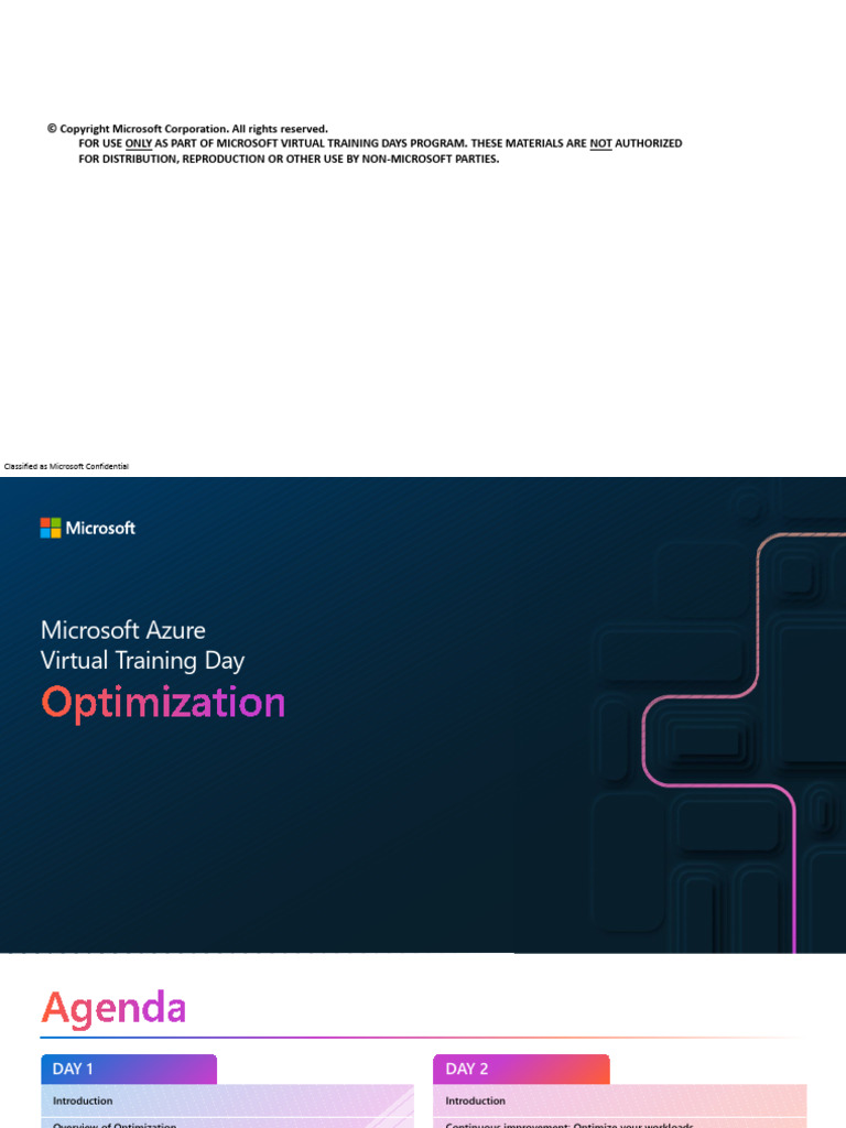 Microsoft Azure Virtual Training Day Optimization | PDF | Cloud ...