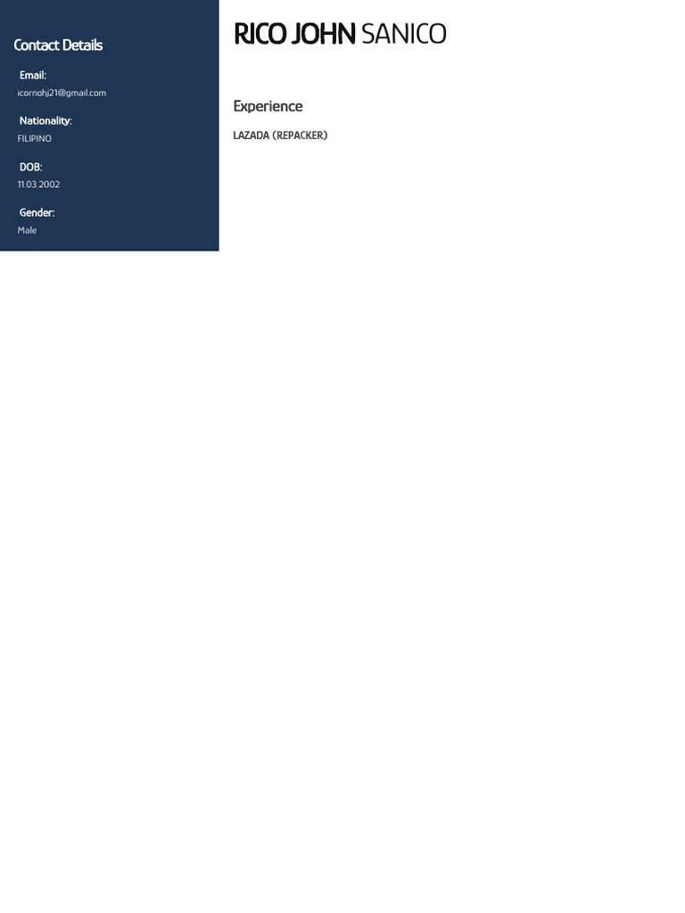 Rico John Sanico - Contact & Experience | PDF