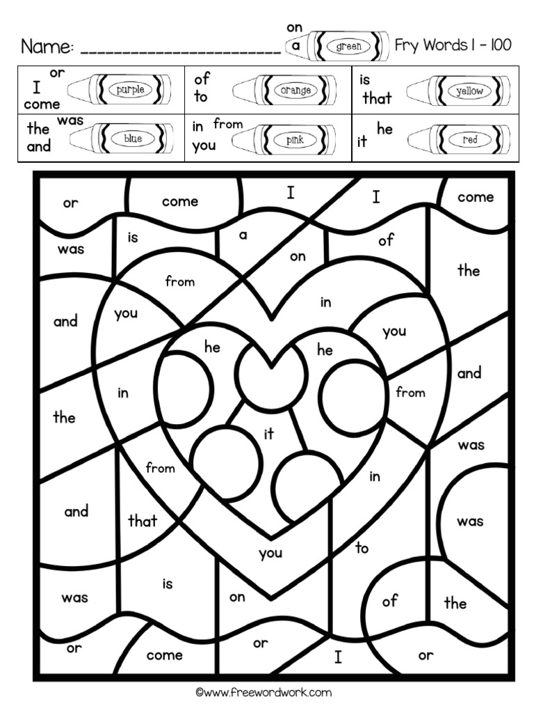 Valentine fry words pdf