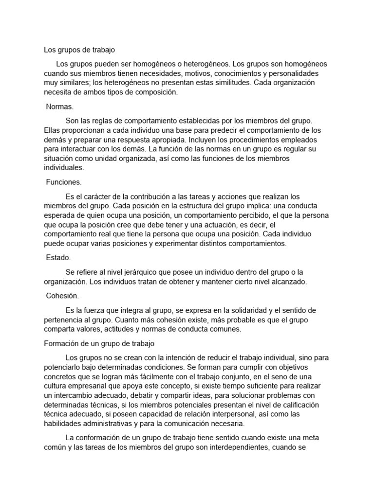 Dinámica de Grupos de Trabajo | PDF | Comportamiento | Cohesión grupal