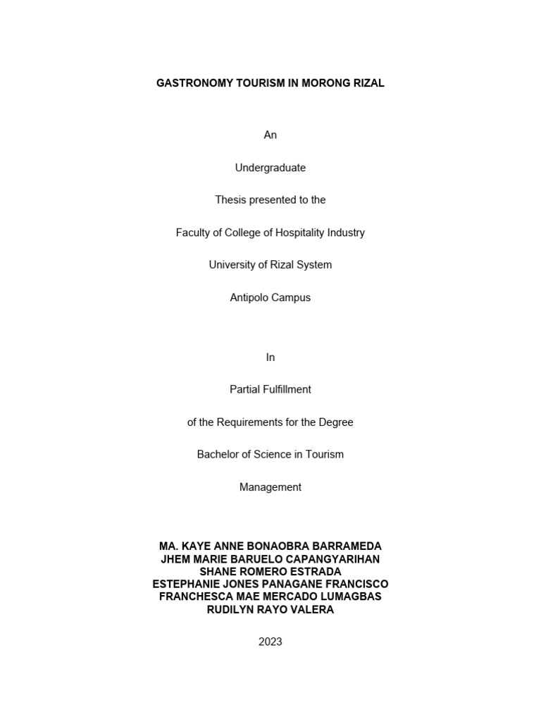 Gastronomy Tourism in Morong, Rizal | PDF | Tourism | Gastronomy