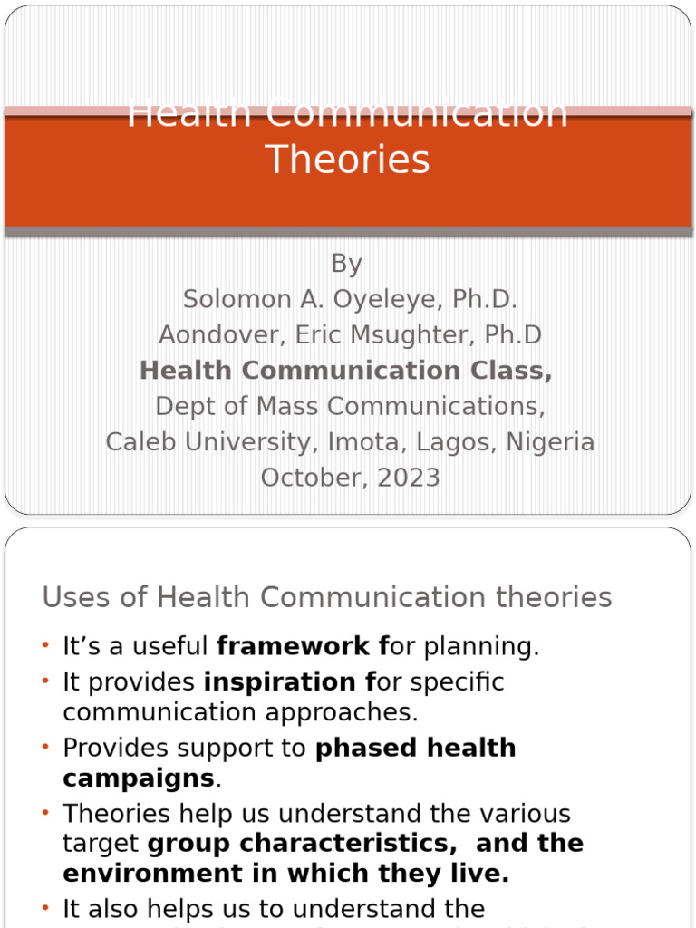 Health Communication Theories Overview | PDF | Cognition | Behavior