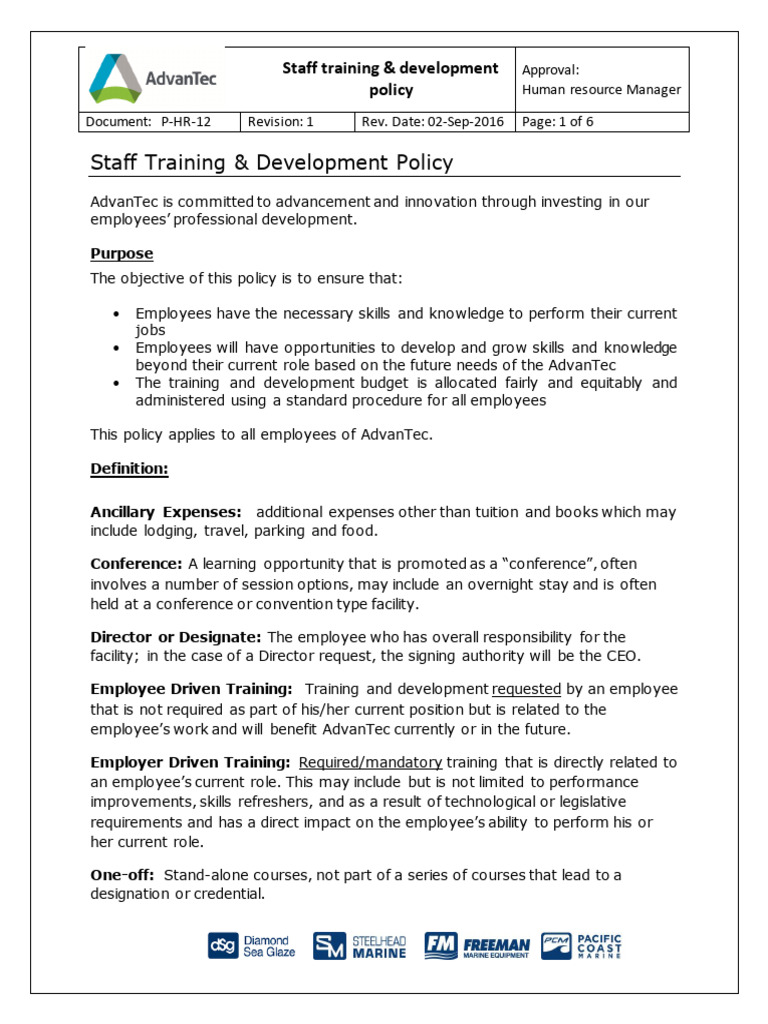 Staff Training Development Policy P HR 12 | PDF | Employment | Human ...