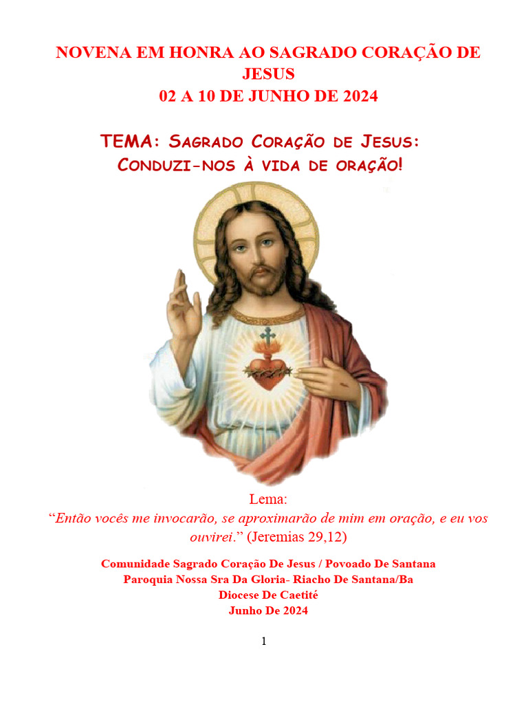 Novena Ao Sagrado Coração de Jesus | PDF | Amor | Jesus, image size:768x1024