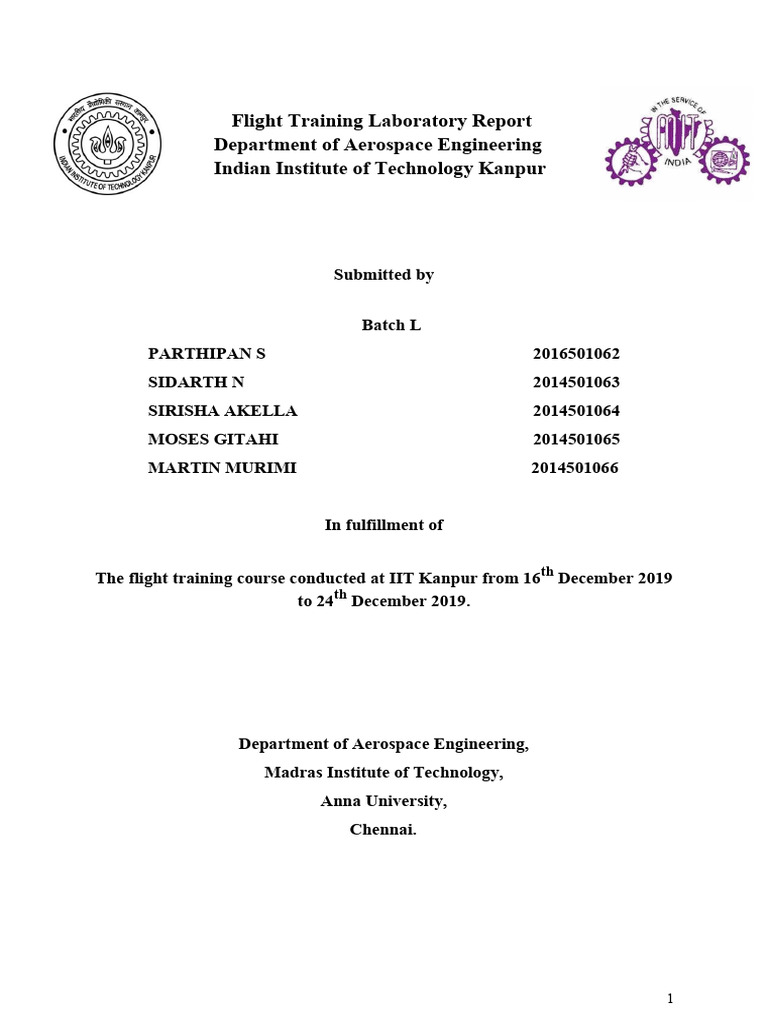 Flight Training Laboratory Report IIT Kanpur | PDF | Flight Recorder ...