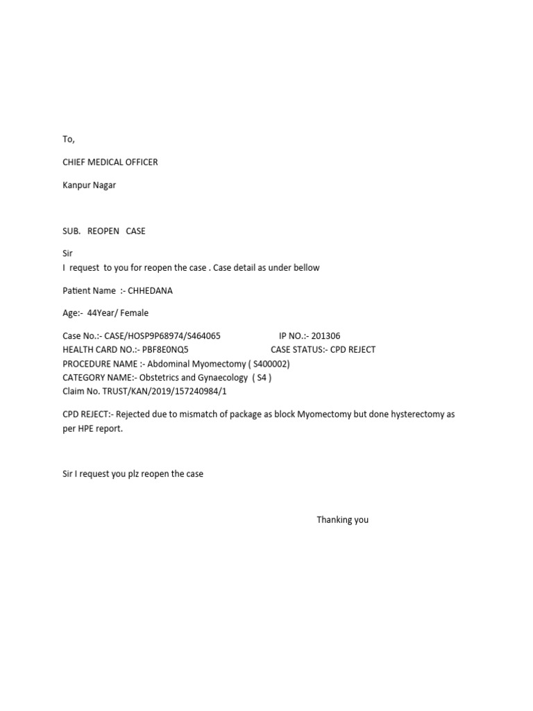 Reopen Case Letter PDF Reopen Case Letter PDF