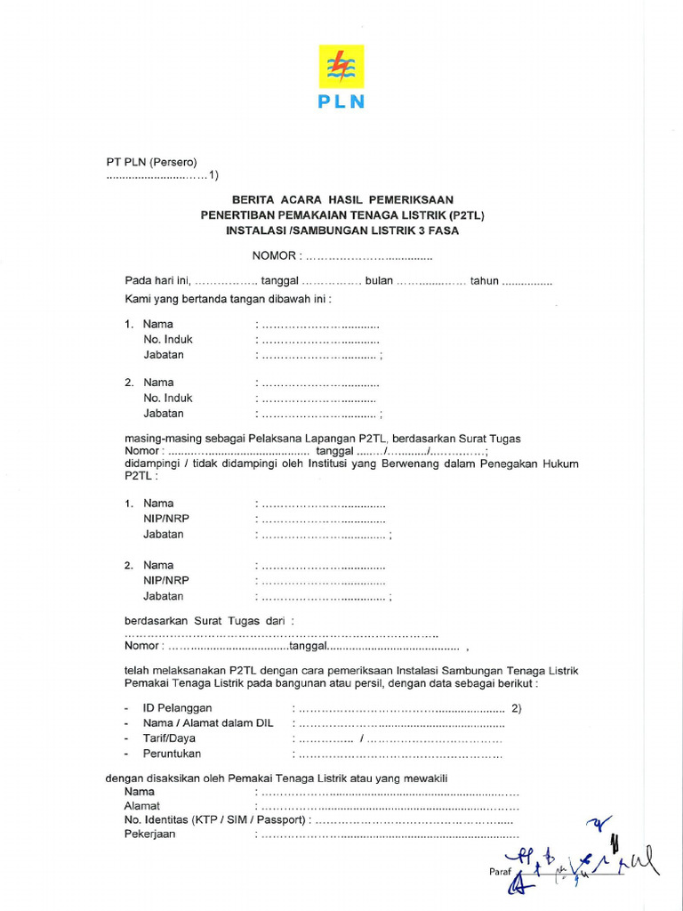 Hasil Pemeriksaan P2TL 3 Fasa PLN | PDF | Sains & Matematika