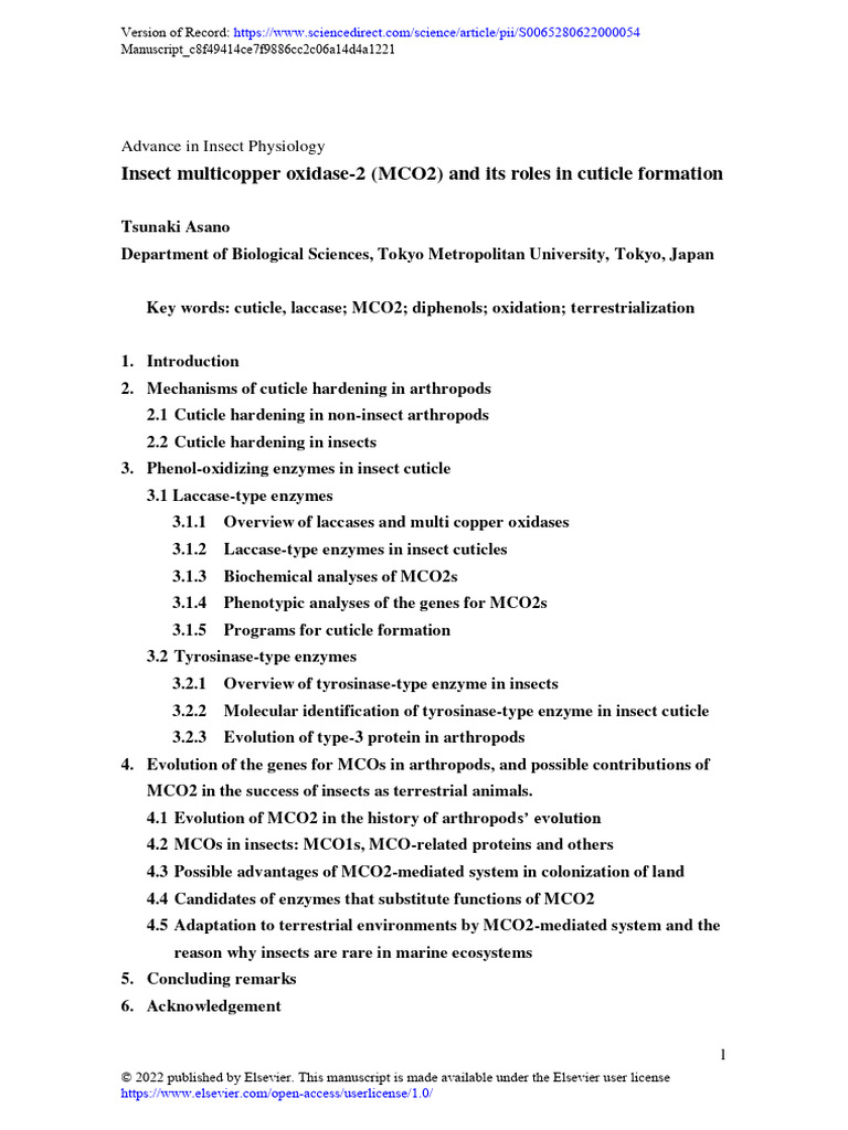 Insect Cuticle Formation Insights | PDF | Proteolysis | Proteins