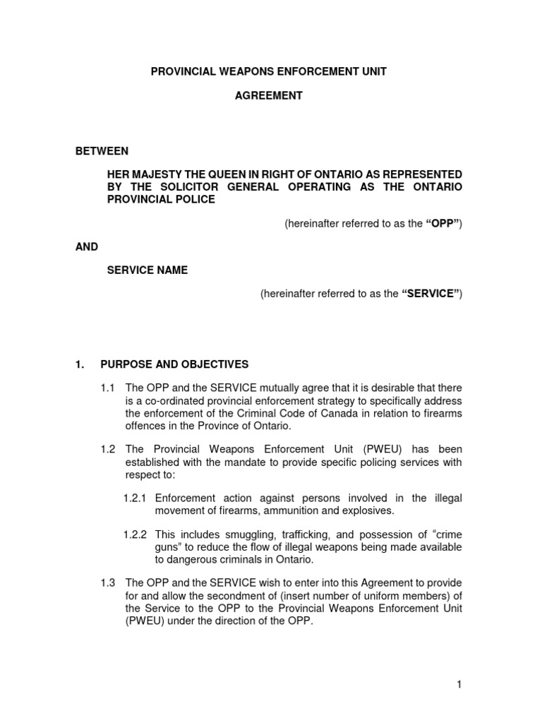 22-049 Appendix Provincial Weapons Enforcement Unit Agreement | PDF ...