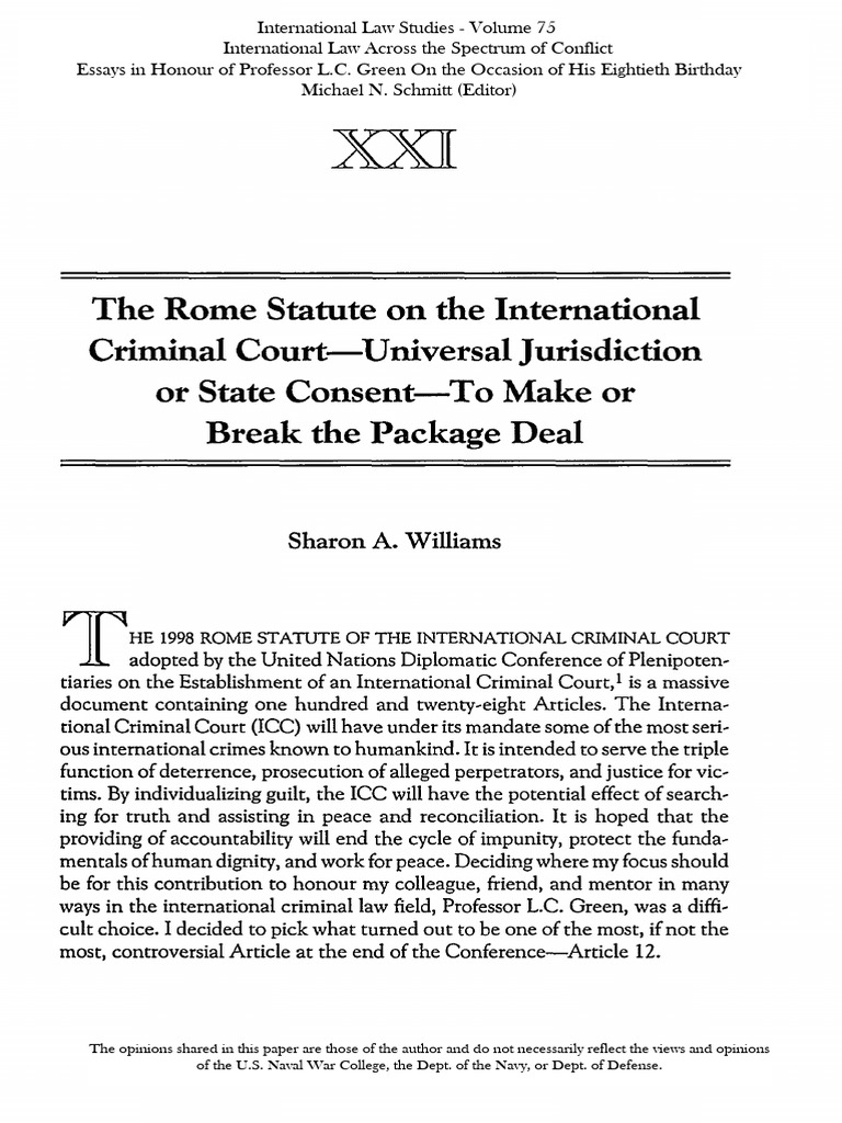 Article 12 of the Rome Statute Explained | PDF | International Criminal ...