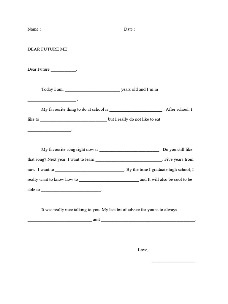Future Self Letter Template | PDF