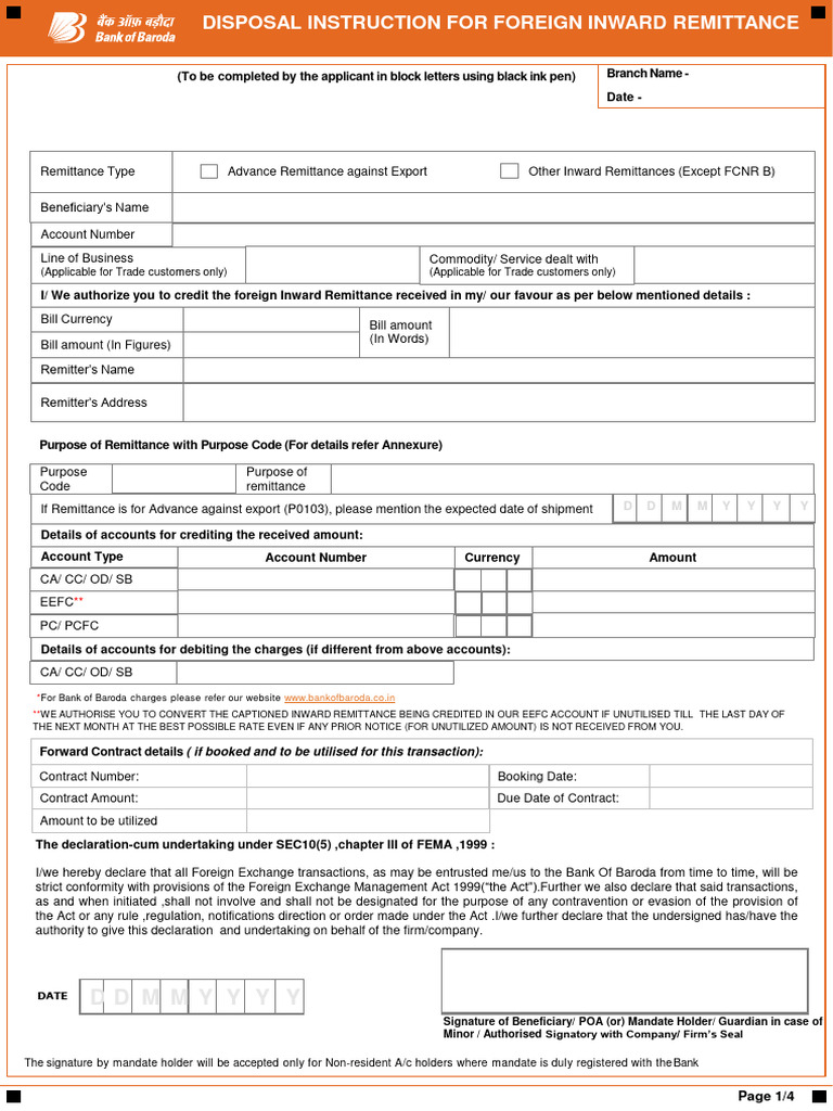 Foreign Inward Remittance Instructions | PDF | Debt | Investing