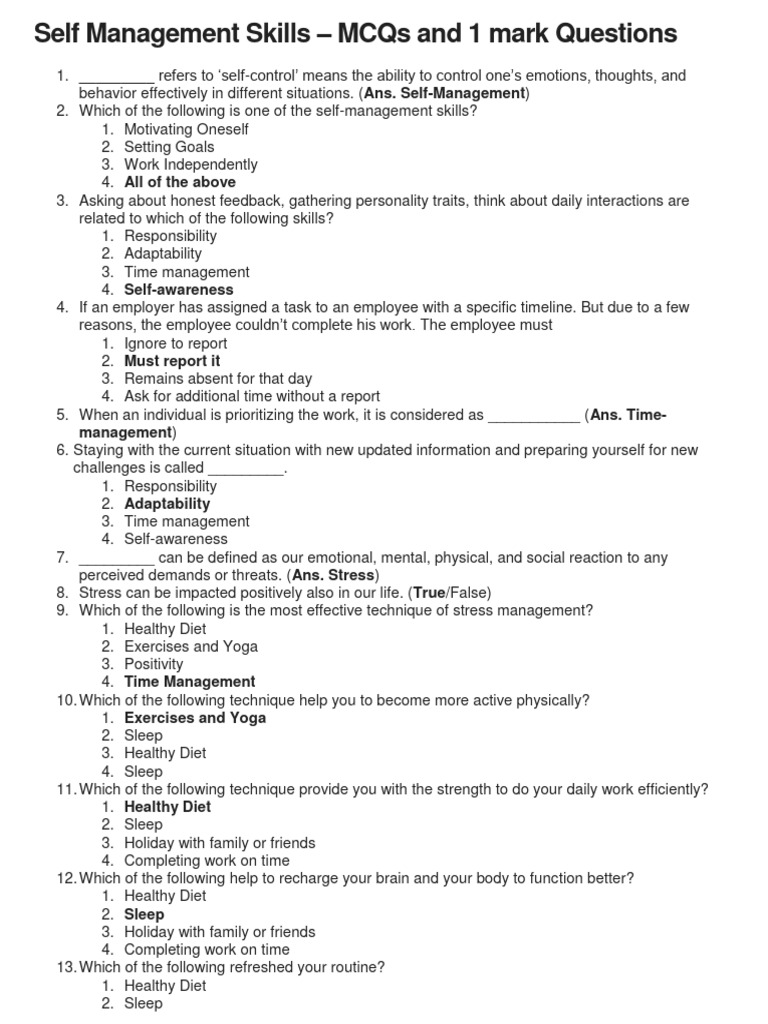 Self Management Skills IT 402 | PDF | Stress (Biology) | Motivational