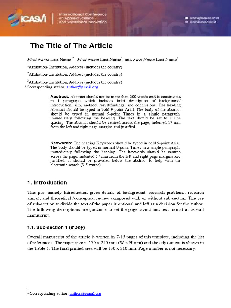 Icasvi Template Pdf Paragraph Times New Roman