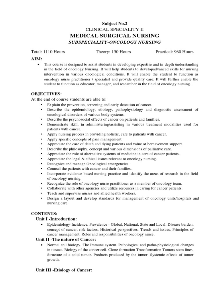 Oncology Nursing: Course Overview | PDF | Radiation Therapy | Pain ...