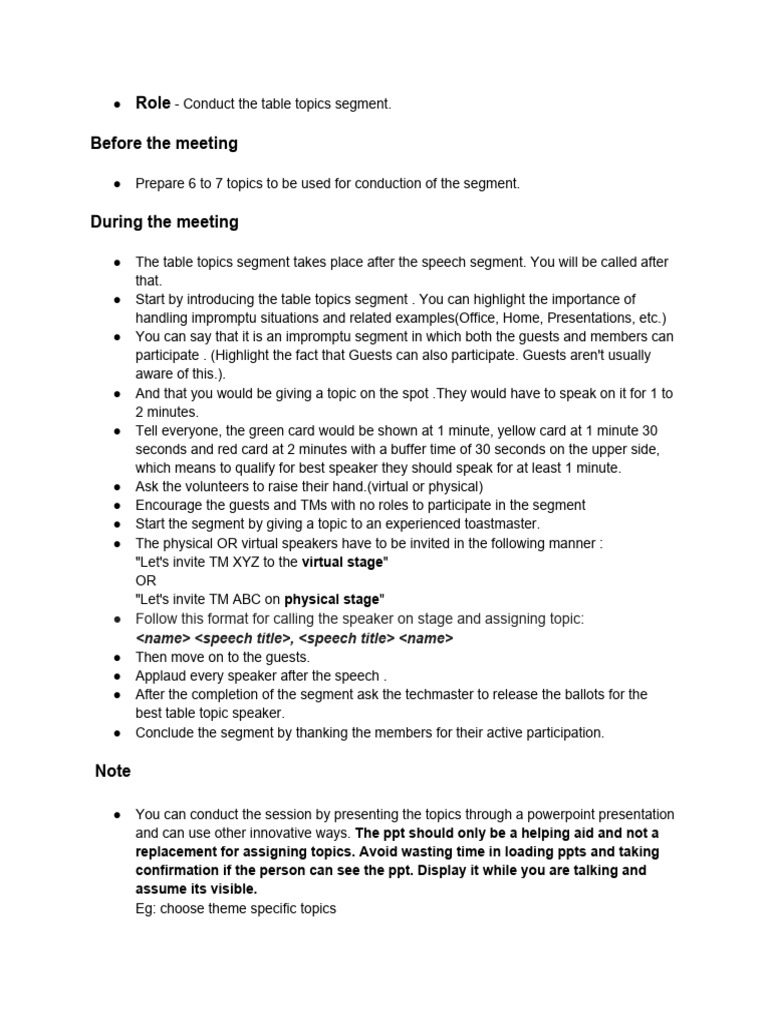 Table topics master ttm pdf
