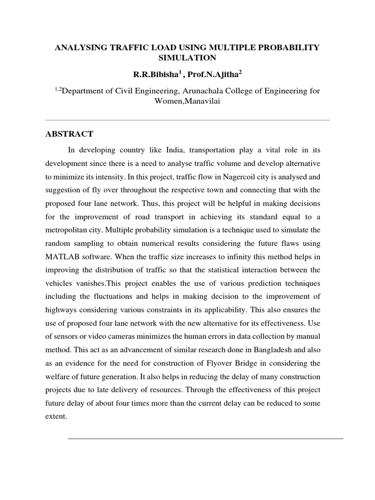 Traffic Load Analysis in Nagercoil | PDF | Traffic | Simulation
