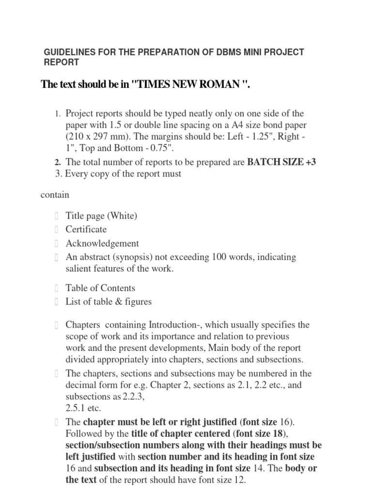 DBMS Mini Project Report Guidelines | PDF