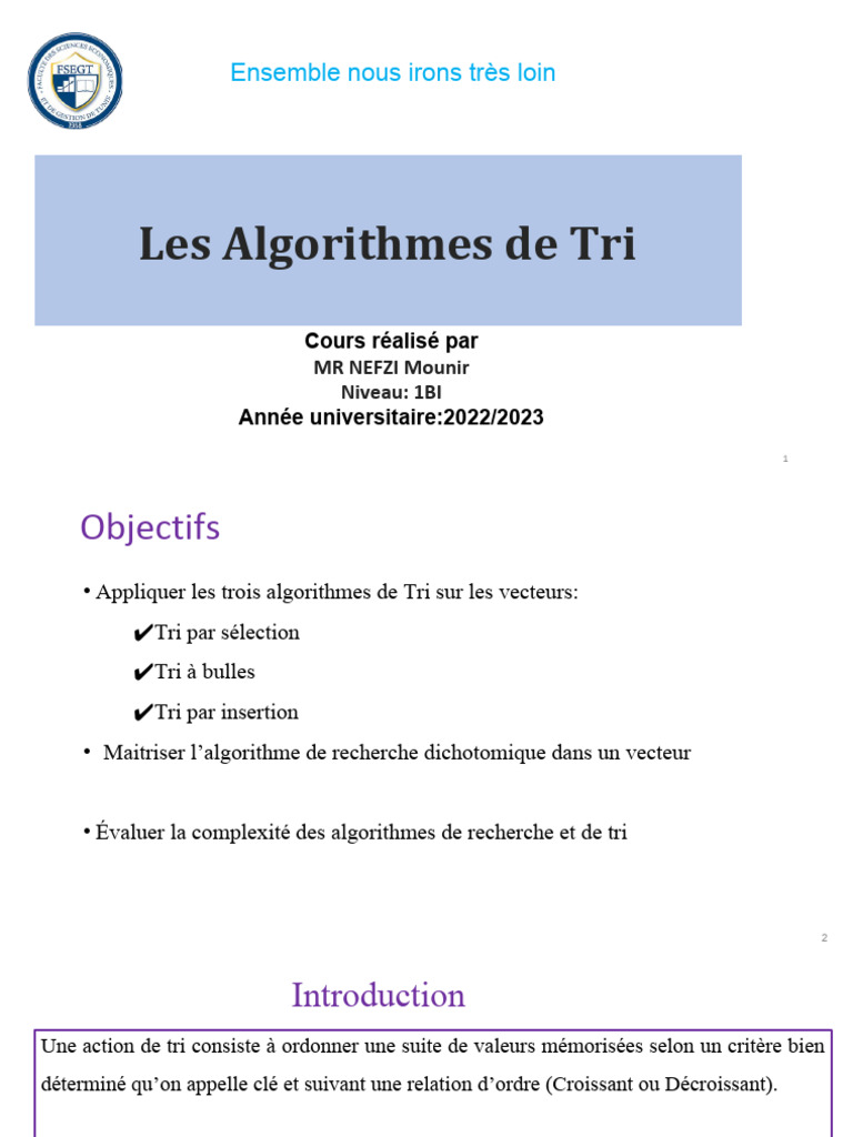 Algorithmes de Tri et Recherche | PDF | Programmation informatique ...