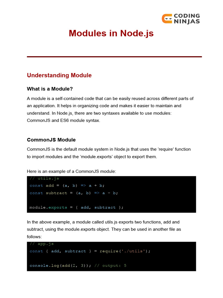 Node.js Module Exports Explained | PDF | Command Line Interface ...