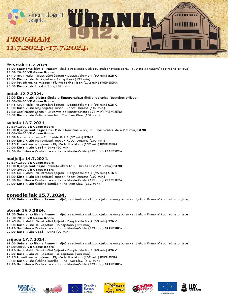 Program Kina Urania 11.7.-17.7.2024 | PDF